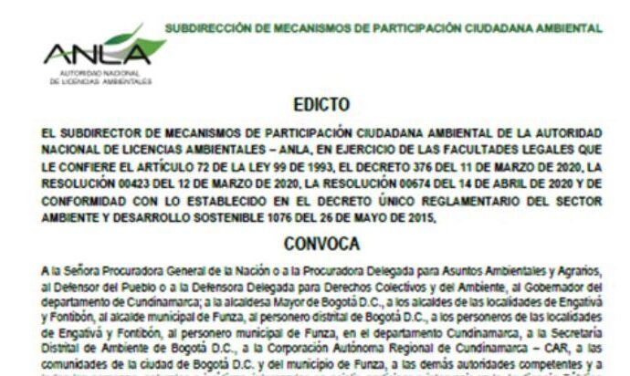 SUBDIRECTOR DE MECANISMOS DE PARTICIPACIÓN CIUDADANA AMBIENTAL DE LA AUTORIDAD.